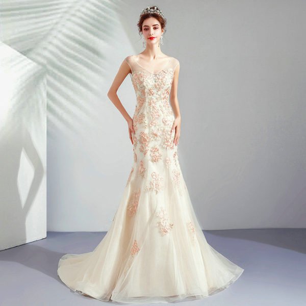 mermaid v neck wedding dress 1052-004