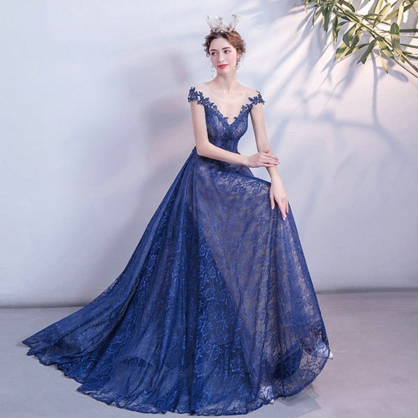 blue lace prom dress 1081-001