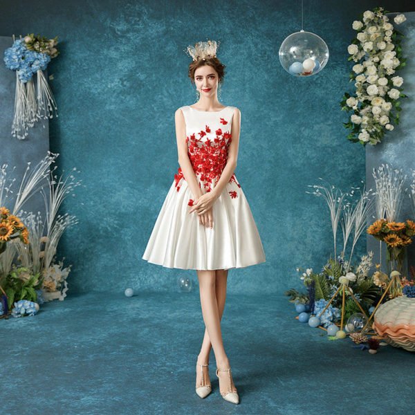 red and white cocktail dress 1074-005