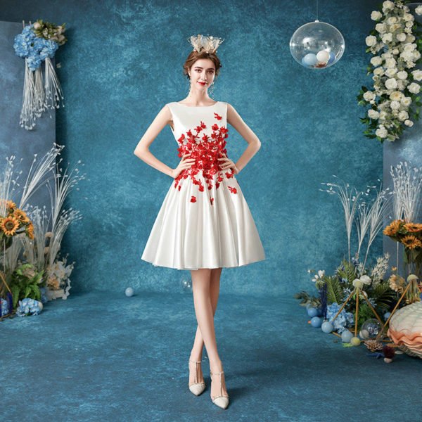 red and white cocktail dress 1074-007