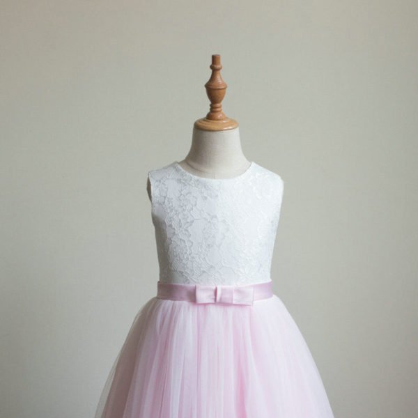 pink and white flower girl dresses 1098-002