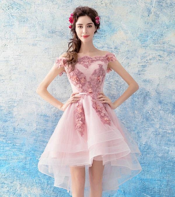 pink short prom dress 1124-007