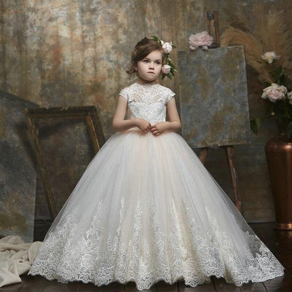 white lace flower girl dress 1134003