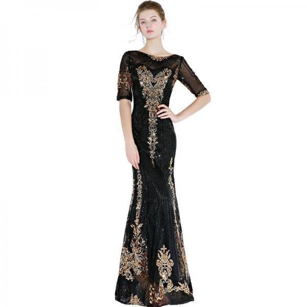 black and gold mermaid dress 1179-0
