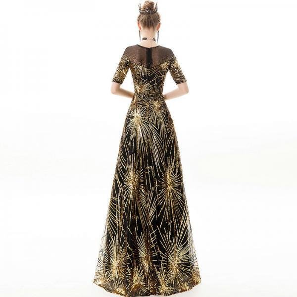 black and gold prom dress 1175-003