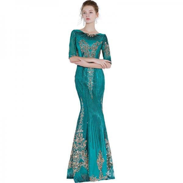 green mermaid prom dress 1176-005