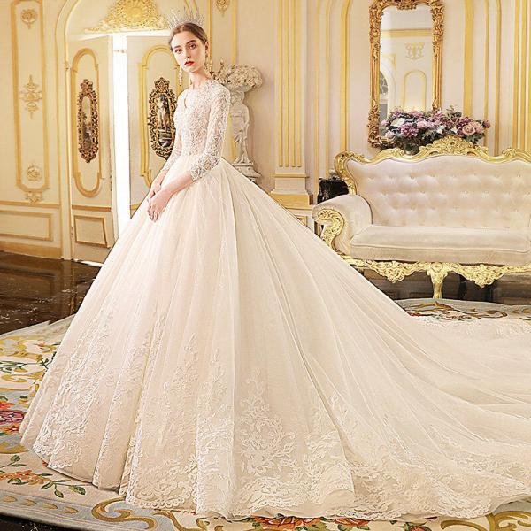 long sleeve lace wedding dress 1192-005