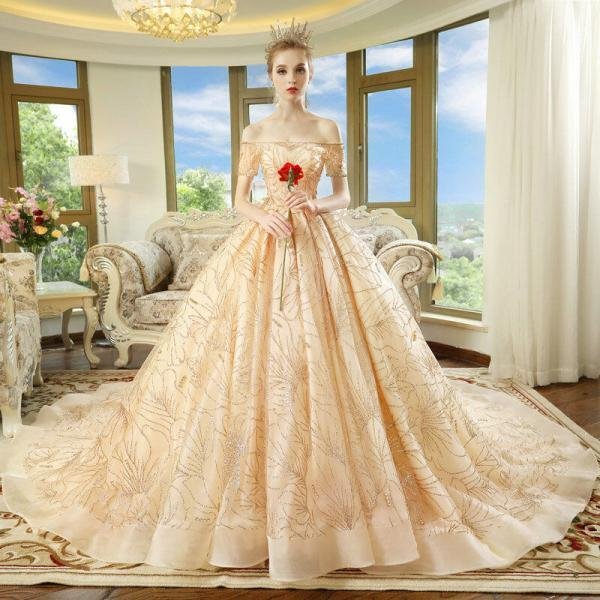 gold bridal dress 1195-005
