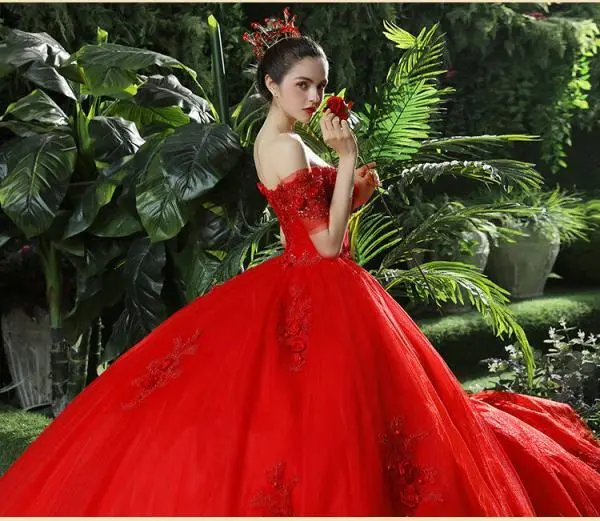 Red Princess Wedding Dresses