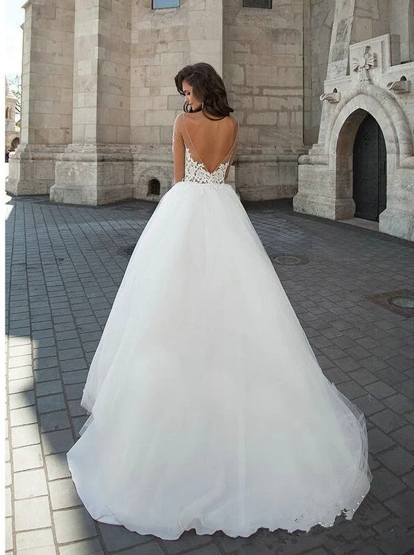 off the shoulder long sleeve wedding dress 1213-003