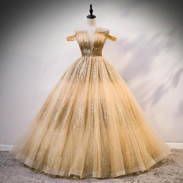 gold off shoulder quinceanera dress 1217-001