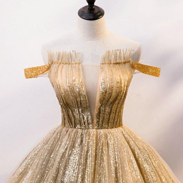 gold off shoulder quinceanera dress 1217-004