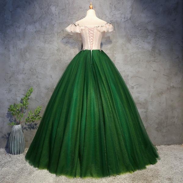white and green quinceanera dress 1215-003