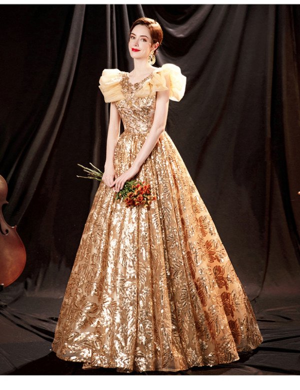 gold quinceanera dress 1260-006