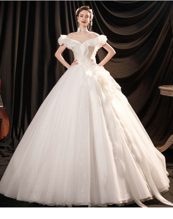 off the shoulder ball gown wedding dress 1267-005