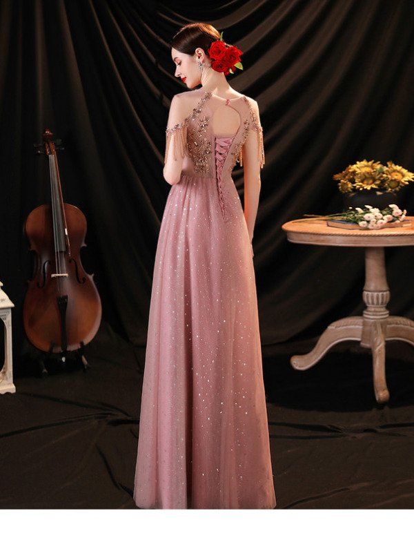 pink prom dress long 1250-005