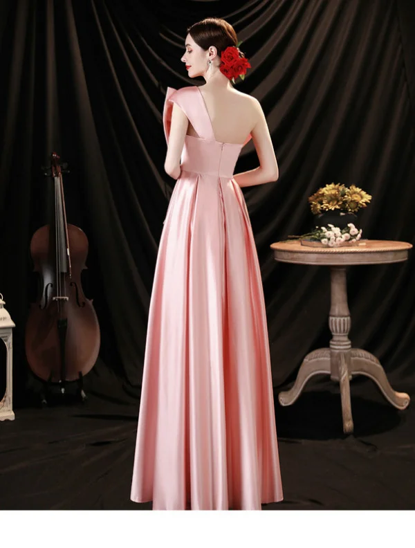 pink satin prom dress 1276-004