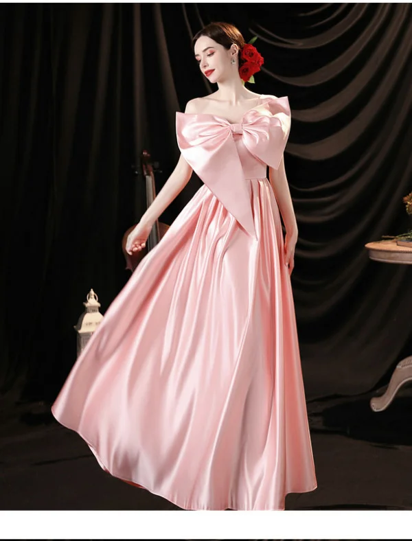 pink satin prom dress 1276-005