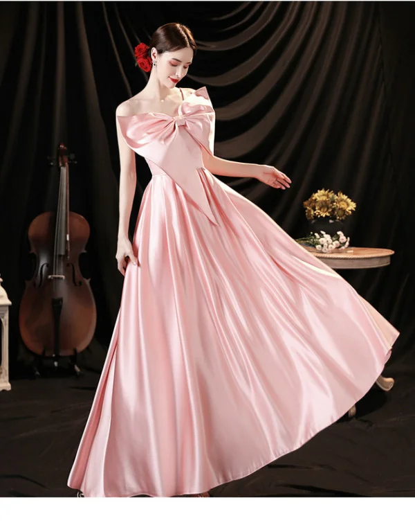 pink satin prom dress 1276-006