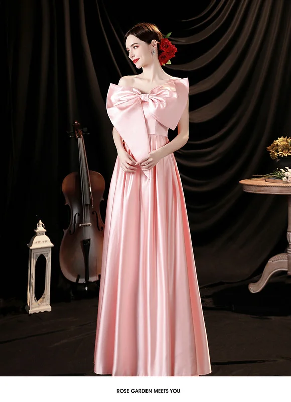 pink satin prom dress 1276-007