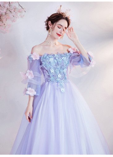 Purple Prom Dress Off The Shoulder Ball Gown Quinceanera Dress