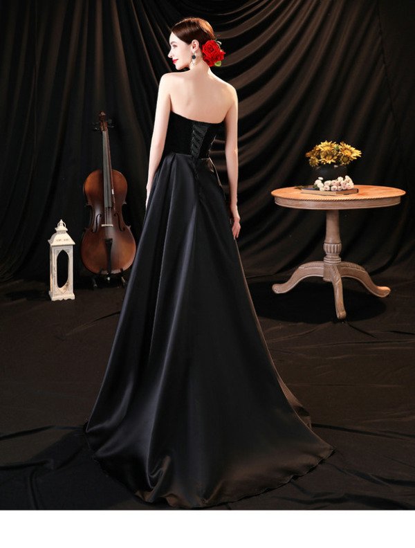 satin black prom dress 1269-004