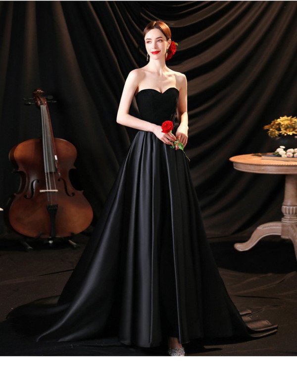 satin black prom dress 1269-005