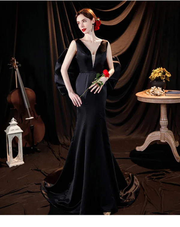 black mermaid formal dress 1281-004