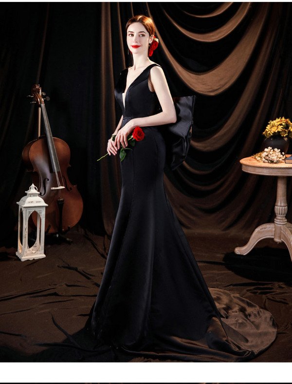 black mermaid formal dress 1281-006