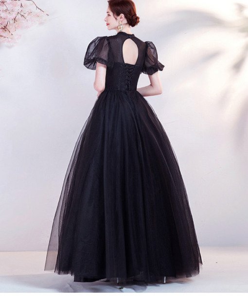 Black Quinceanera Dress High Neck Ball Gown Long Prom Dress