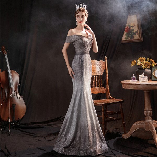 grey evening dress 1313-003