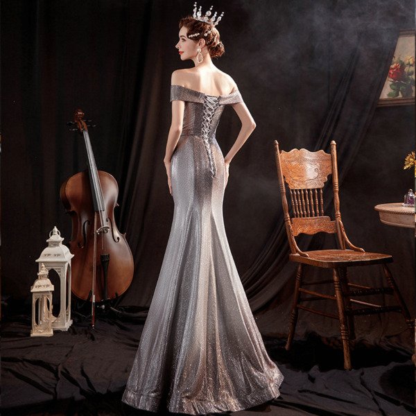 grey evening dress 1313-004