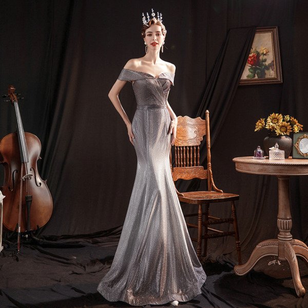 grey evening dress 1313-006