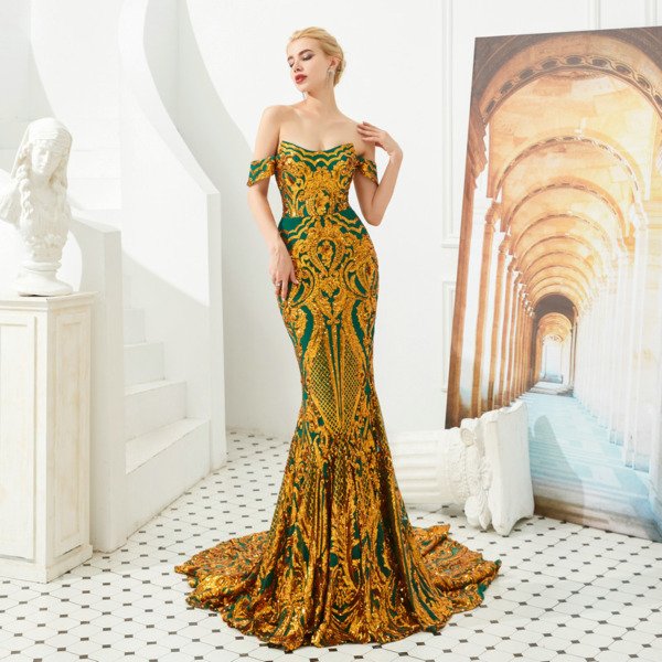 gold mermaid prom dress 1328-001