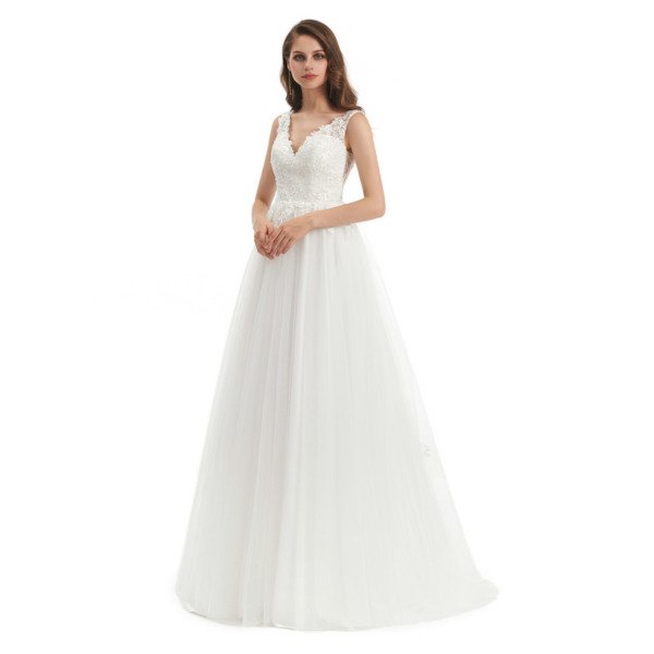 v neck a line wedding dress 1325-004