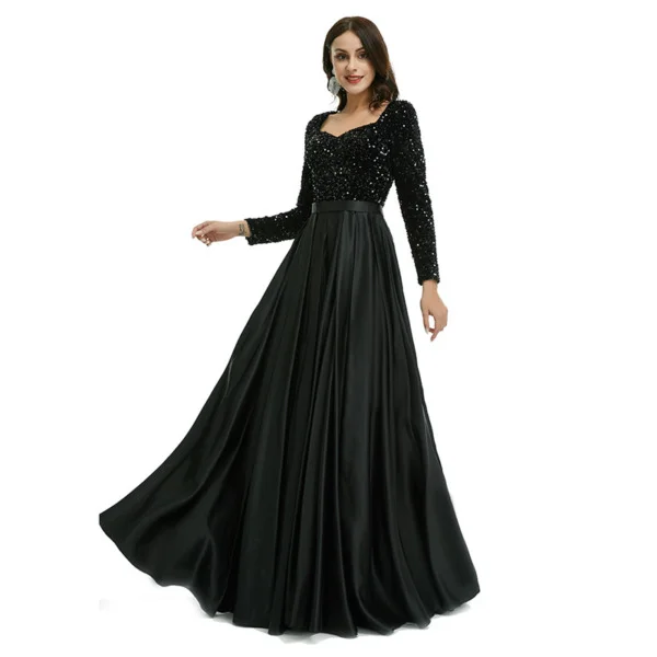 black sequins prom dress 1339-006