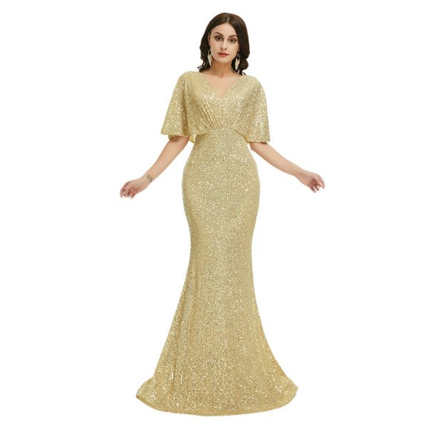 gold sequins prom dress 1347-004