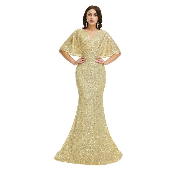 gold sequins prom dress 1347-005