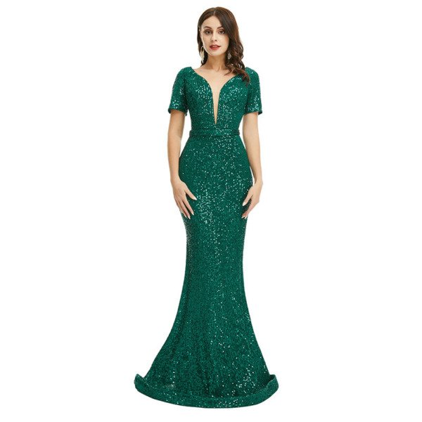 green sequin prom dress 1344-005