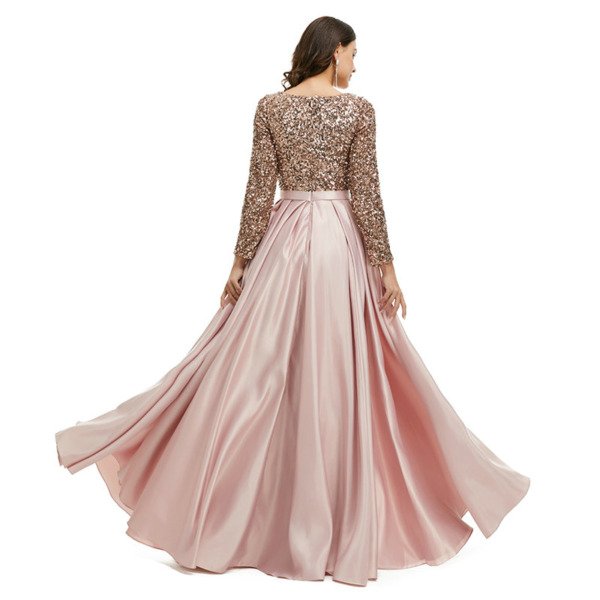 pink satin prom dress 1342-001