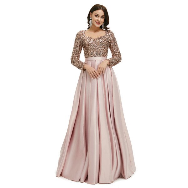 pink satin prom dress 1342-003