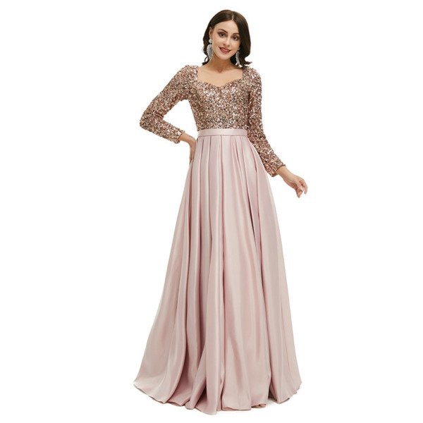 pink satin prom dress 1342-004