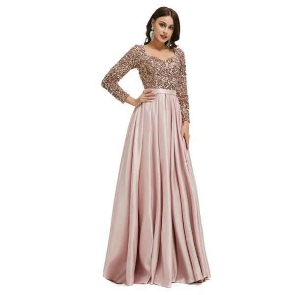 pink satin prom dress 1342-005