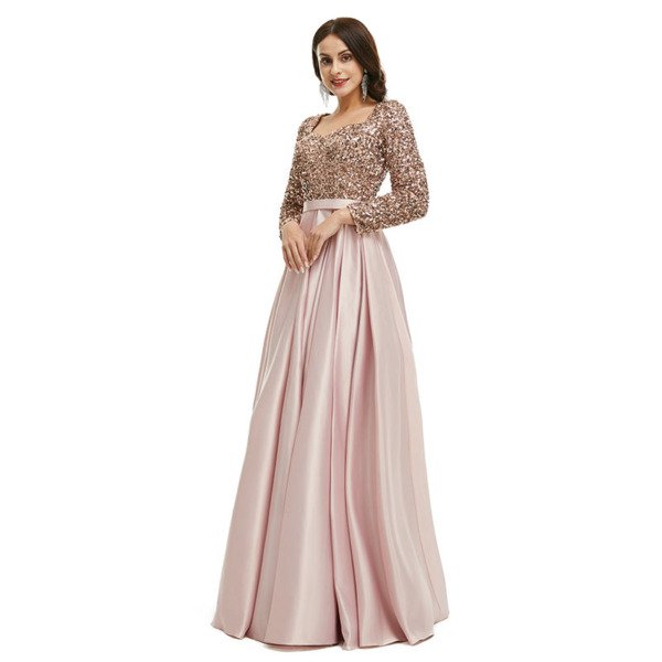 pink satin prom dress 1342-006