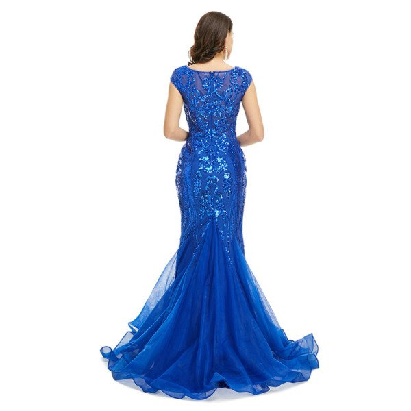blue sequins prom dress 1354-001