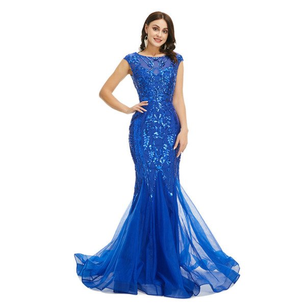 blue sequins prom dress 1354-003