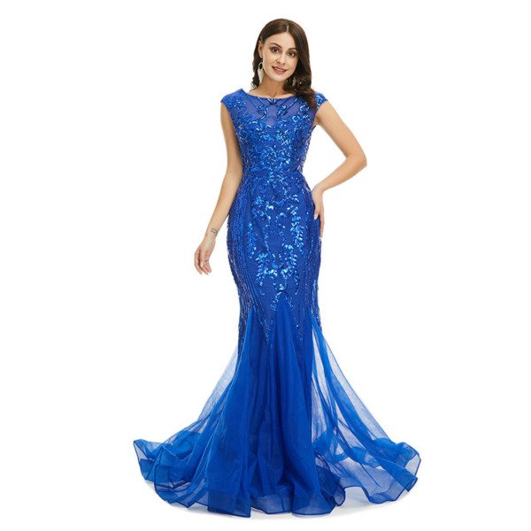 blue sequins prom dress 1354-006