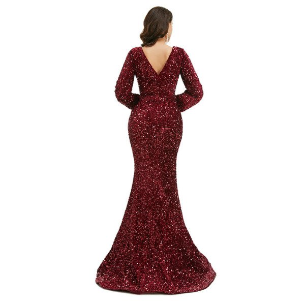 burgundy sequin dress 1364-001