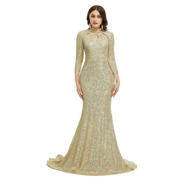 gold sequin gown 1360-004