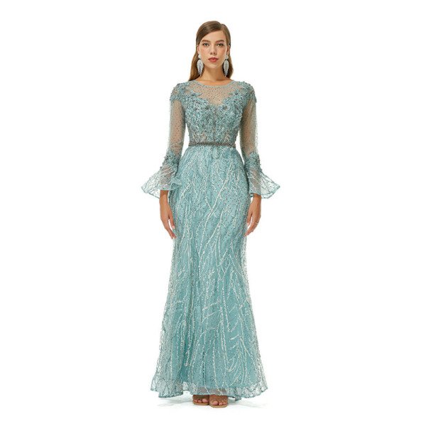 green wedding guest dress 1365-001